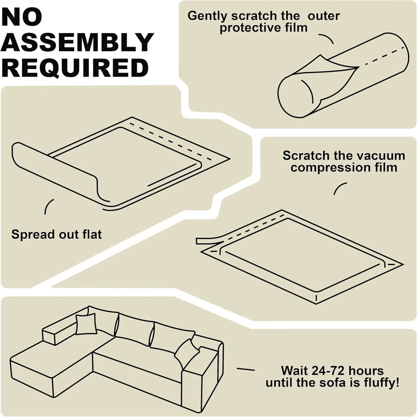 Beige L-Shape Modular Sectional Couch for Living Room from PriceLows™