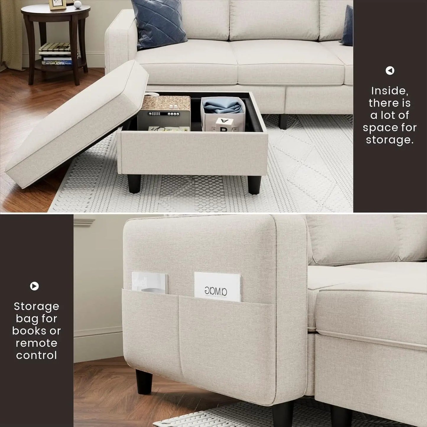 Beige Sectional Sofa for Small Spaces Comfortable and Versatile from PriceLows™