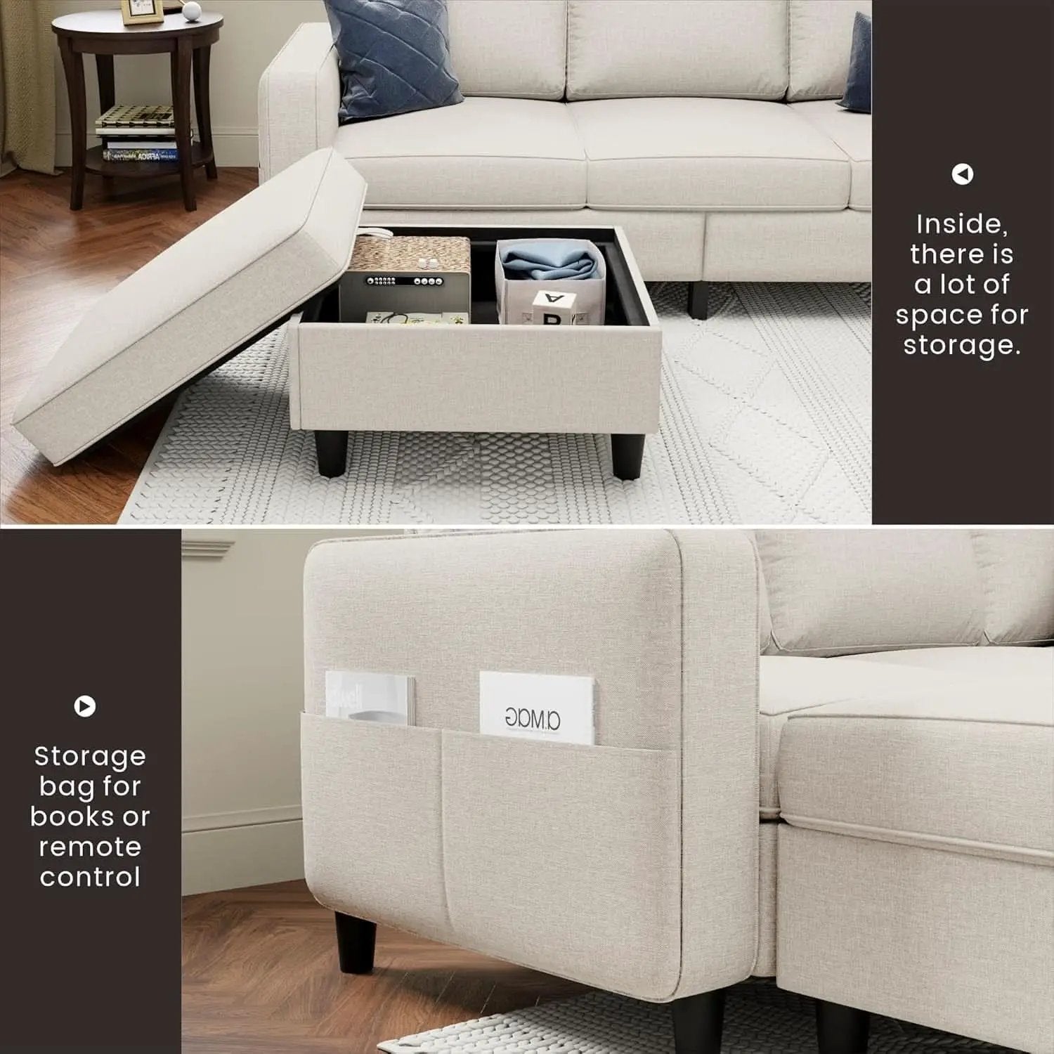 Beige Sectional Sofa for Small Spaces Comfortable and Versatile from PriceLows™