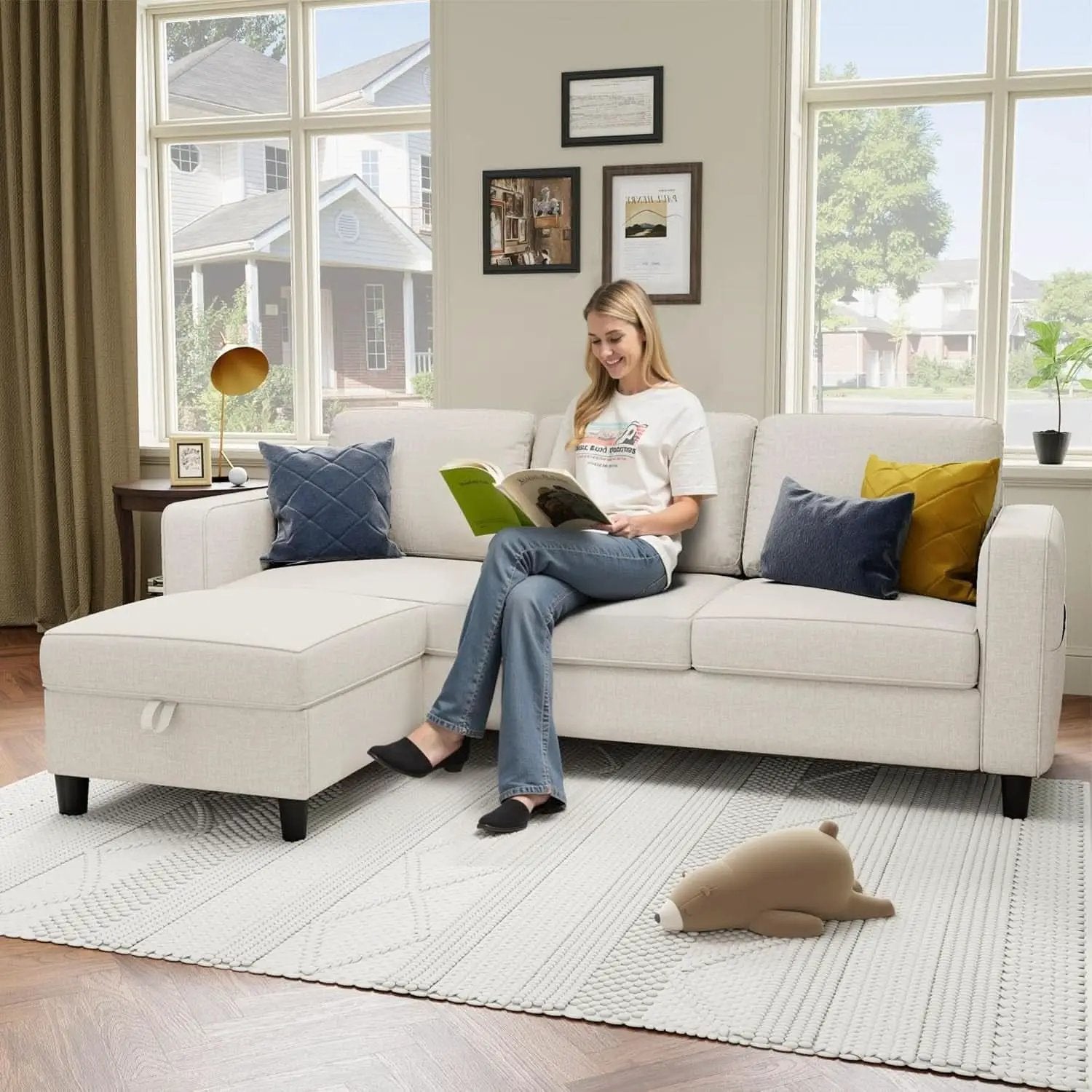 Beige Sectional Sofa for Small Spaces Comfortable and Versatile from PriceLows™