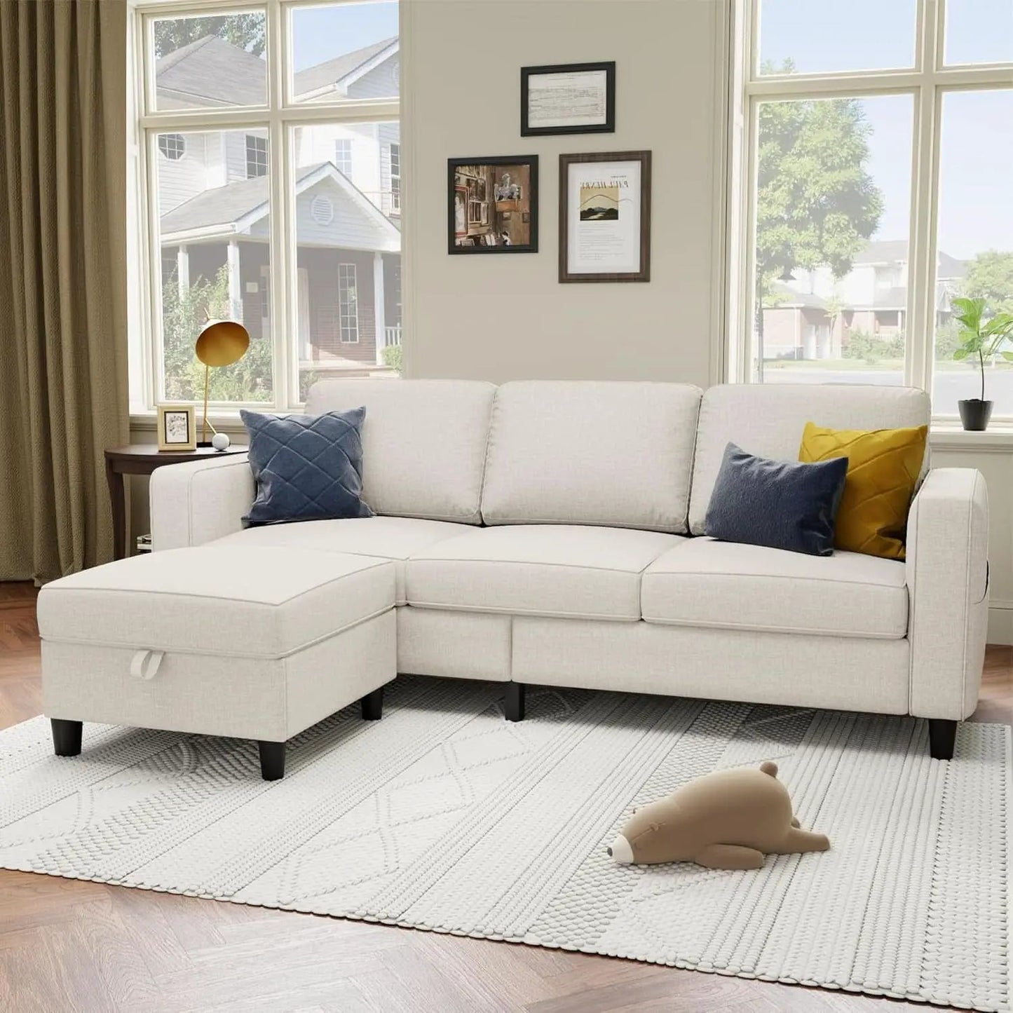 Beige Sectional Sofa for Small Spaces Comfortable and Versatile from PriceLows™