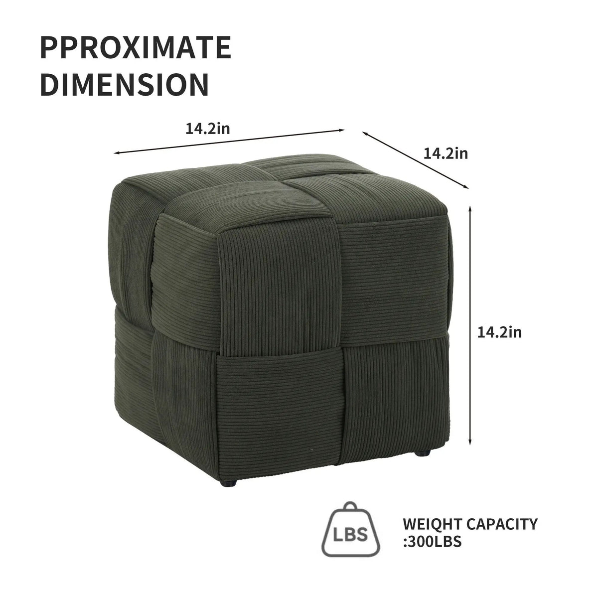 Modern Ottoman Foot Rest | Woven Design | Engineered Wood Frame | 14.2 Inch Cube