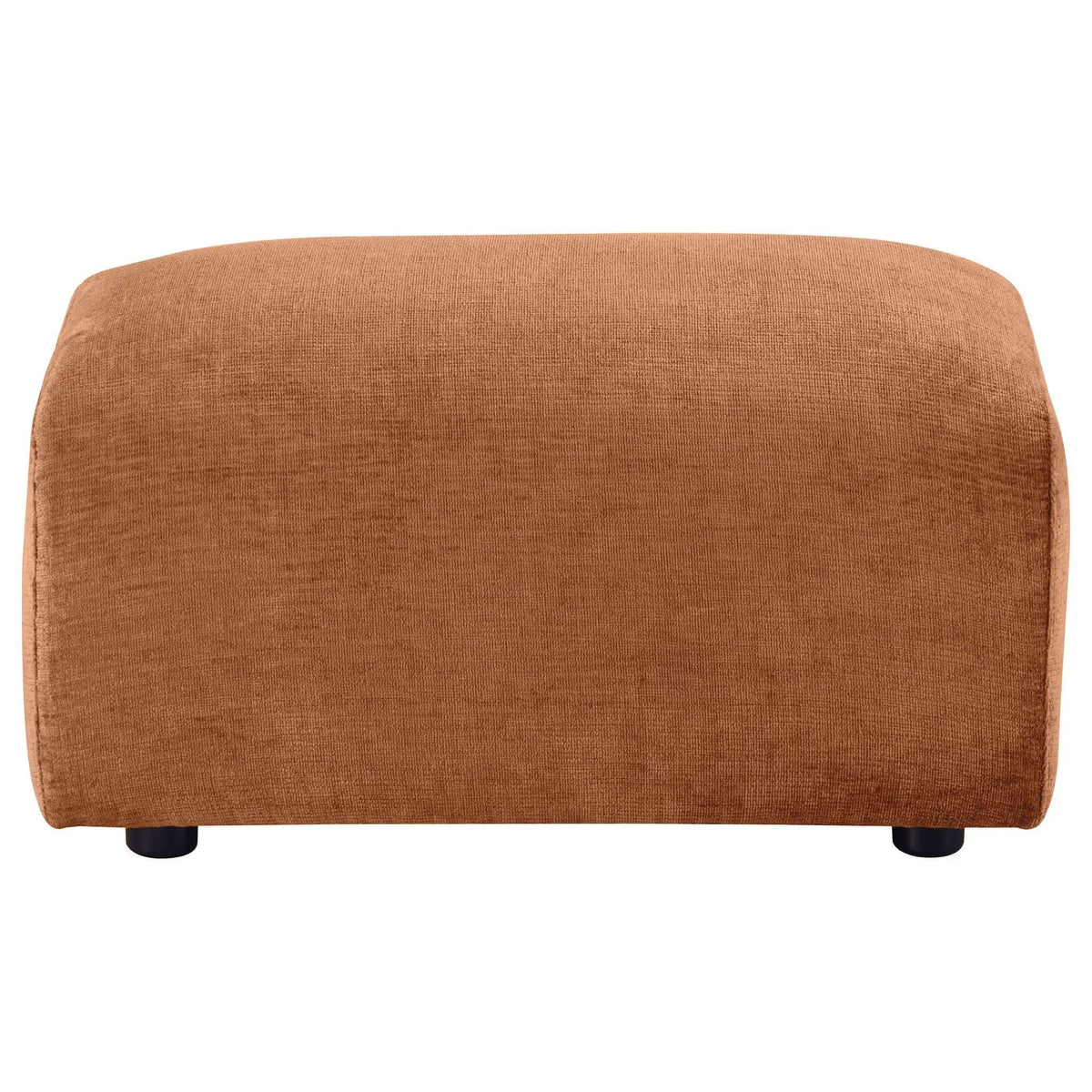 Burnett Chenille Upholstered Ottoman | 32.5 x 22.5 x 17.75 in | Rubberwood & Engineered Wood | Burnt Orange