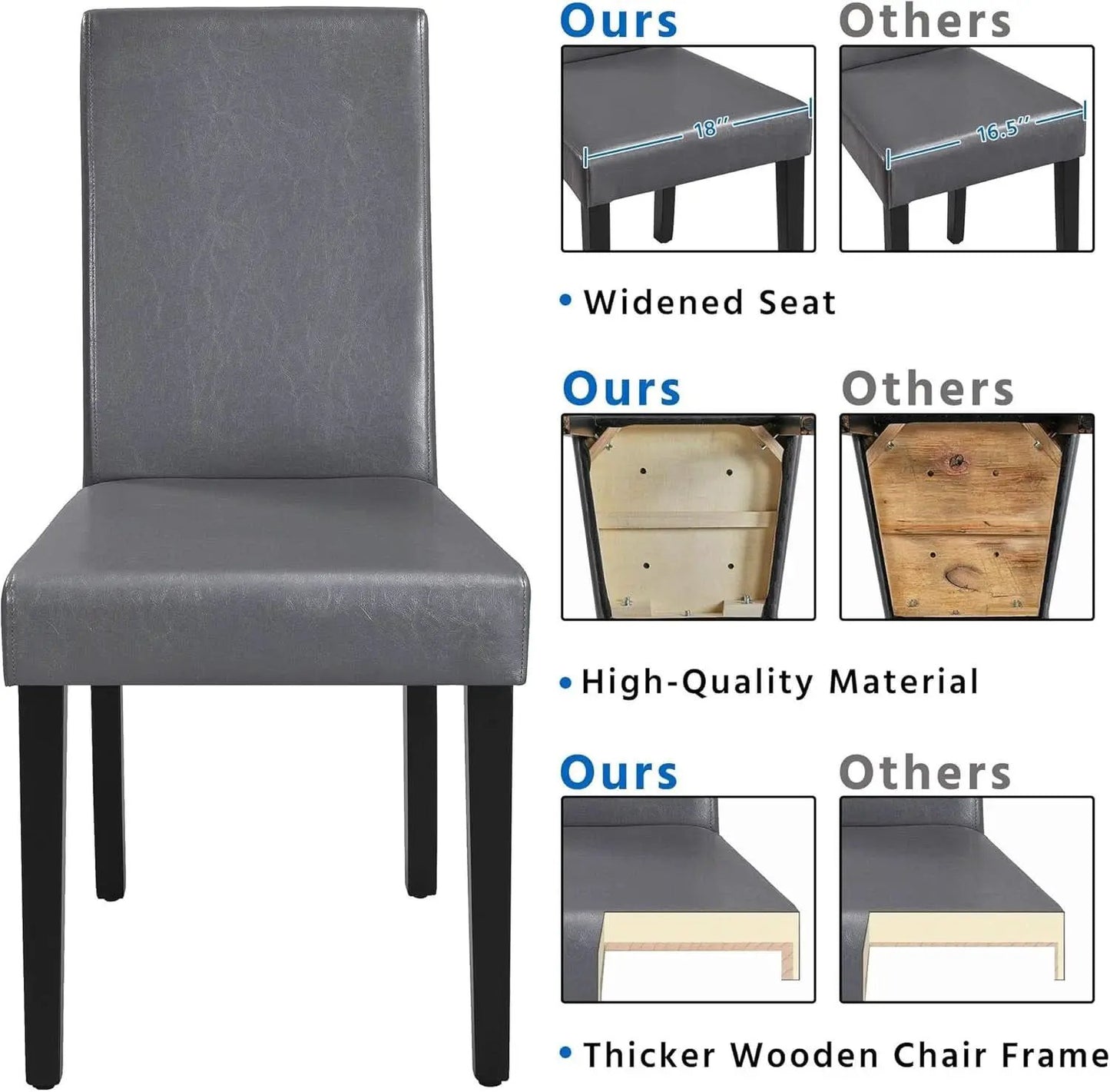 Gray Faux Leather Dining Chairs Set Of 4 With Waterproof Surface from PriceLows™