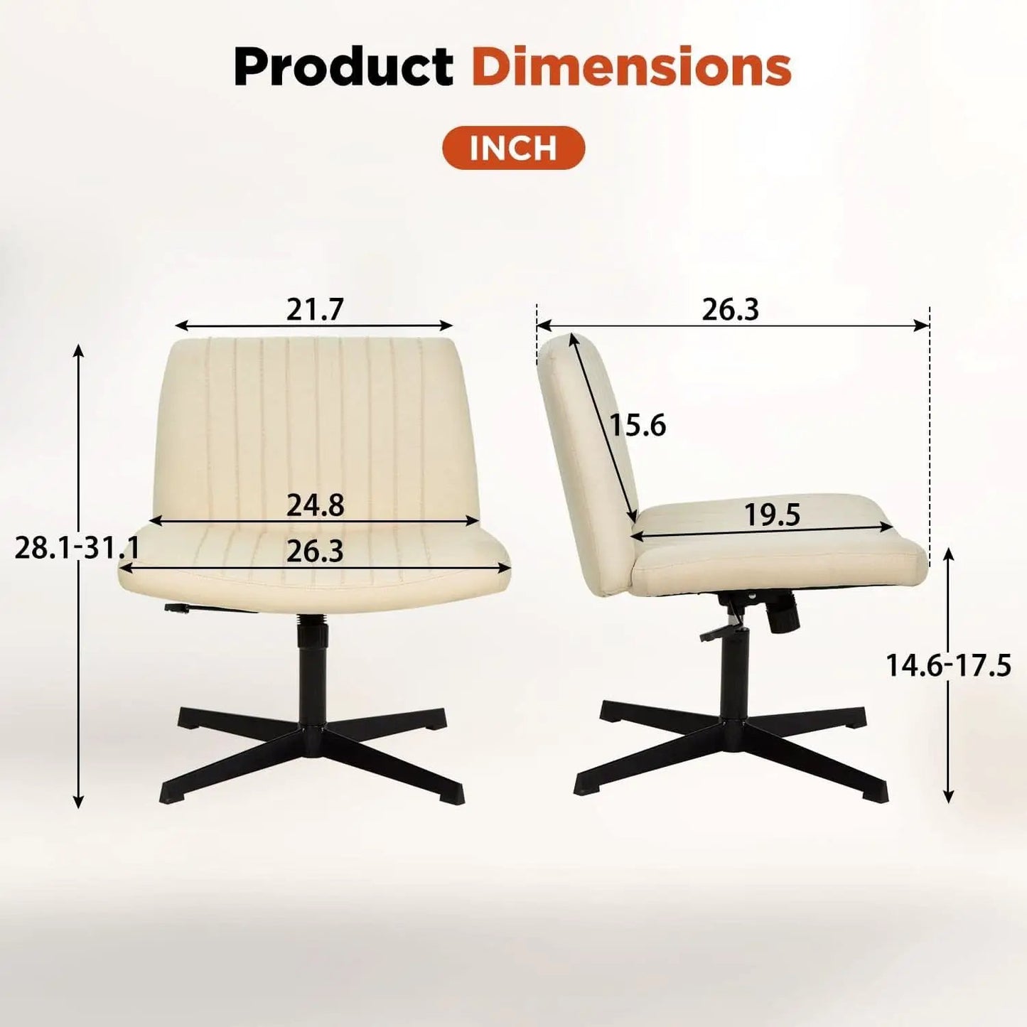 Criss Cross Armless Office Chair Beige Height Adjustable from PriceLows™