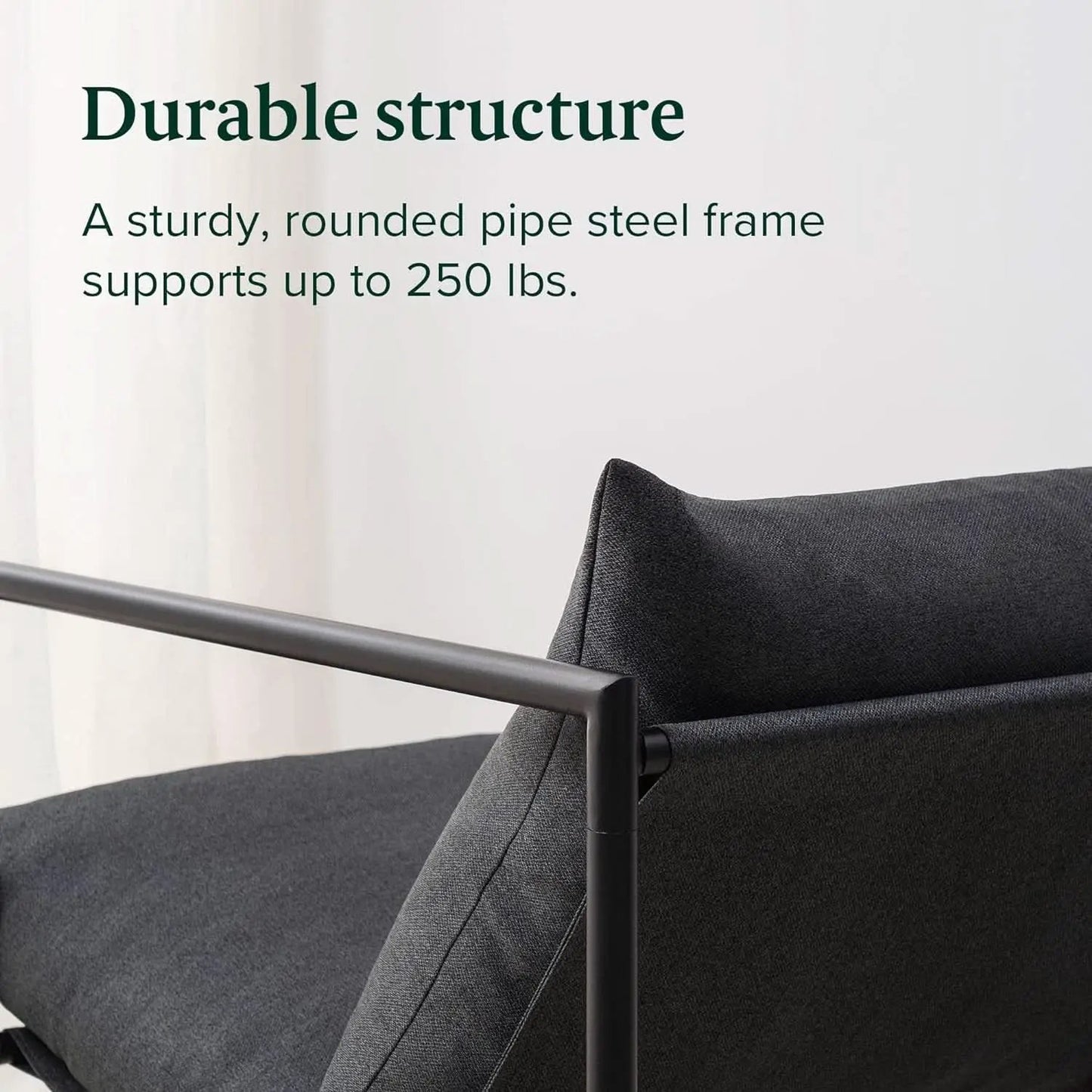Aidan Sling Chair Dark Grey Metal Frame Shredded Foam from PriceLows™