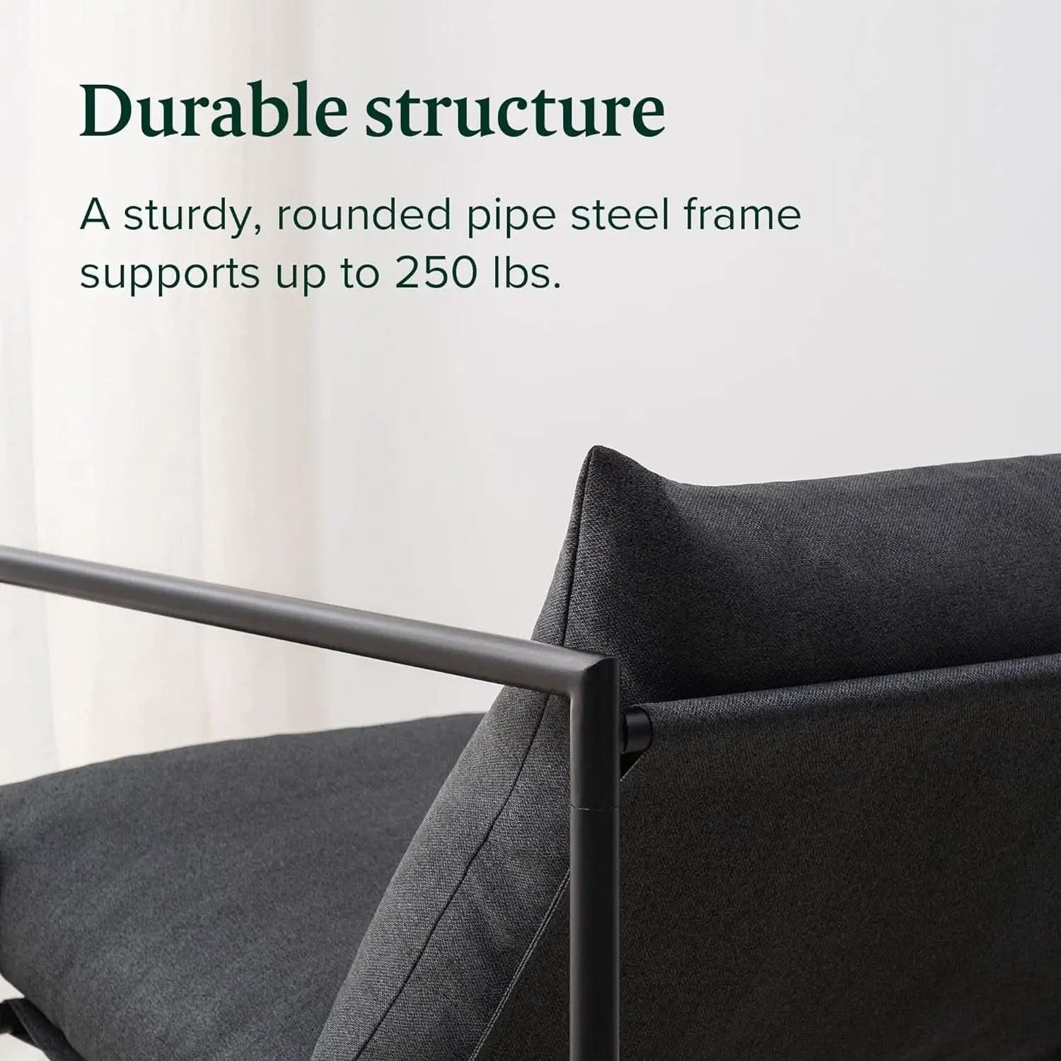 Aidan Sling Chair Dark Grey Metal Frame Shredded Foam from PriceLows™