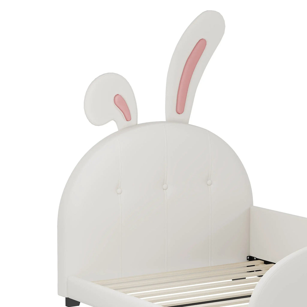 Upholstered Rabbit-Shape Princess Bed | Headboard And Footboard | Humidity Resistant Frame | 51.2 Inch Height