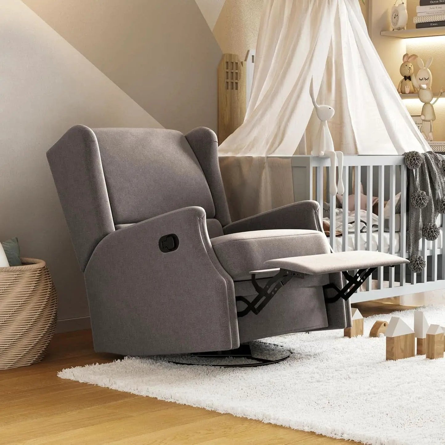 Omma Wingback Swivel Glider Recliner Dark Gray Upholstered from PriceLows™