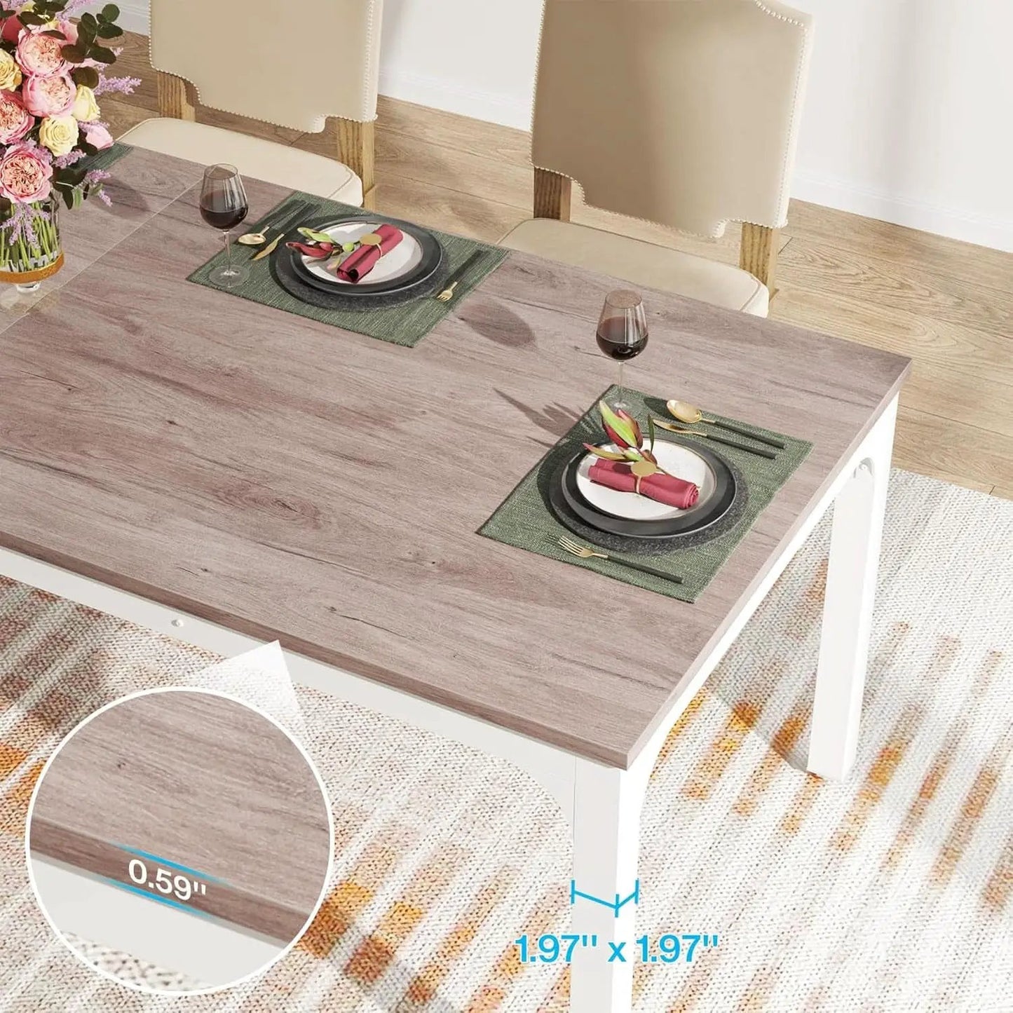 78 Inch Rustic Wood Dining Table Rectangular For Kitchen from PriceLows™
