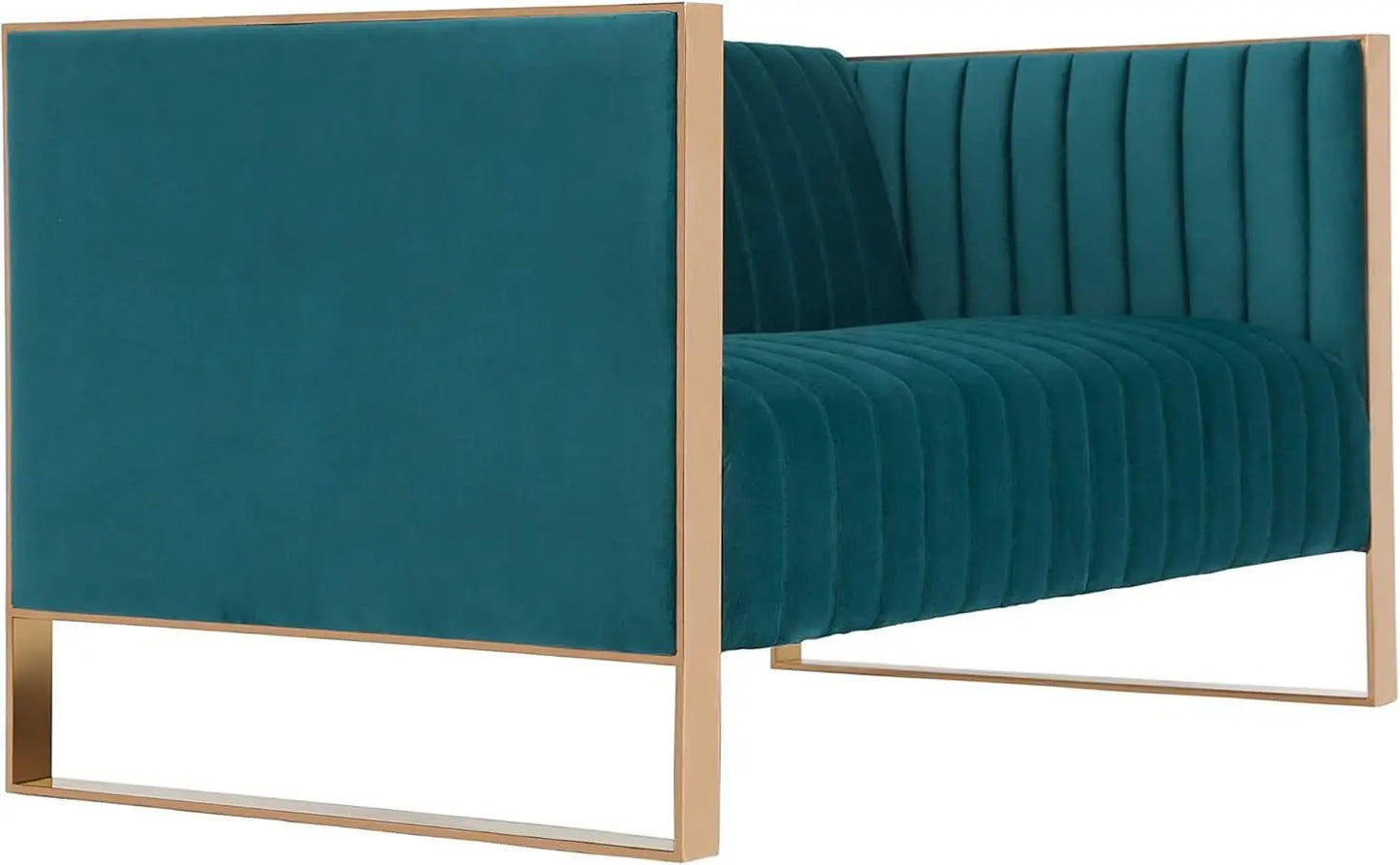 57 Inch Teal Velvet Loveseat For Living Room High Density Foam from PriceLows™