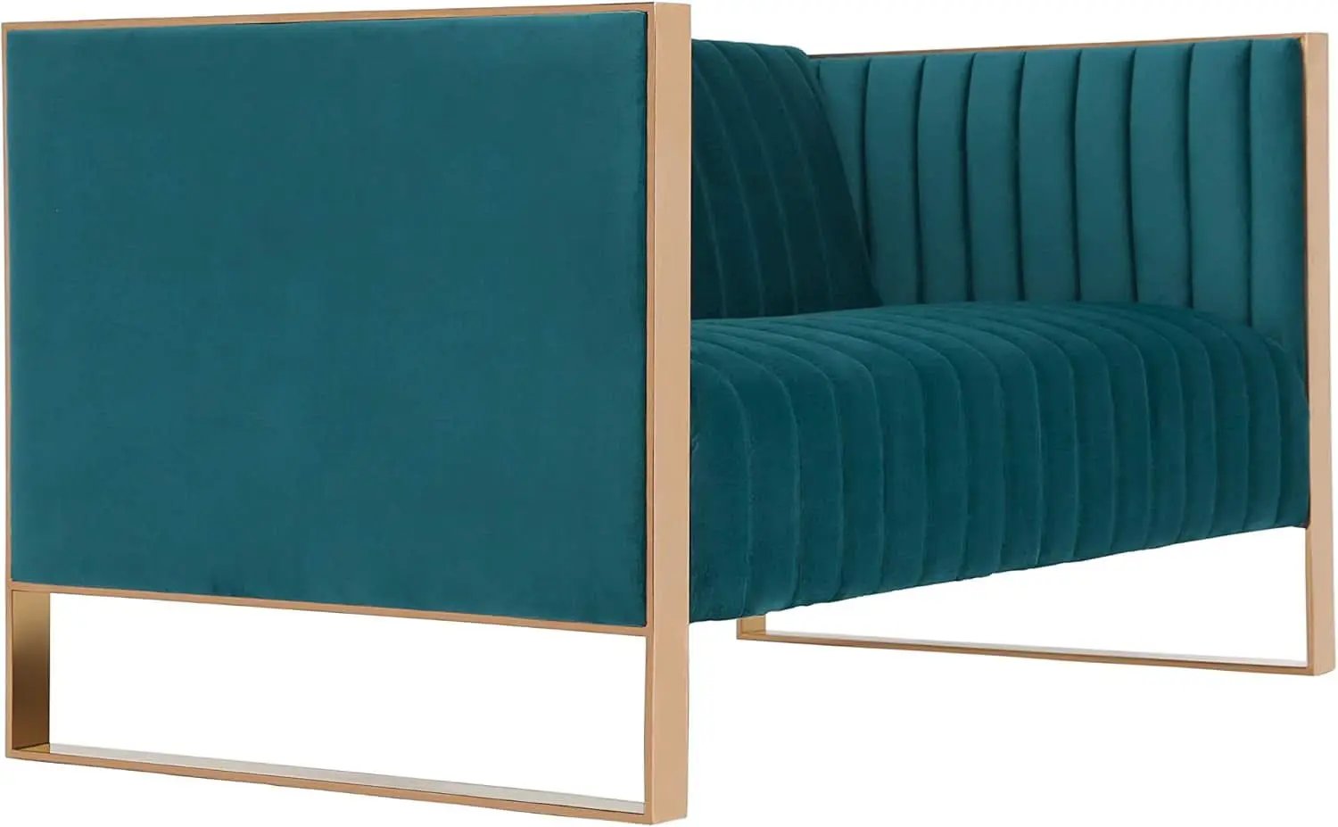 57 Inch Teal Velvet Loveseat For Living Room High Density Foam from PriceLows™