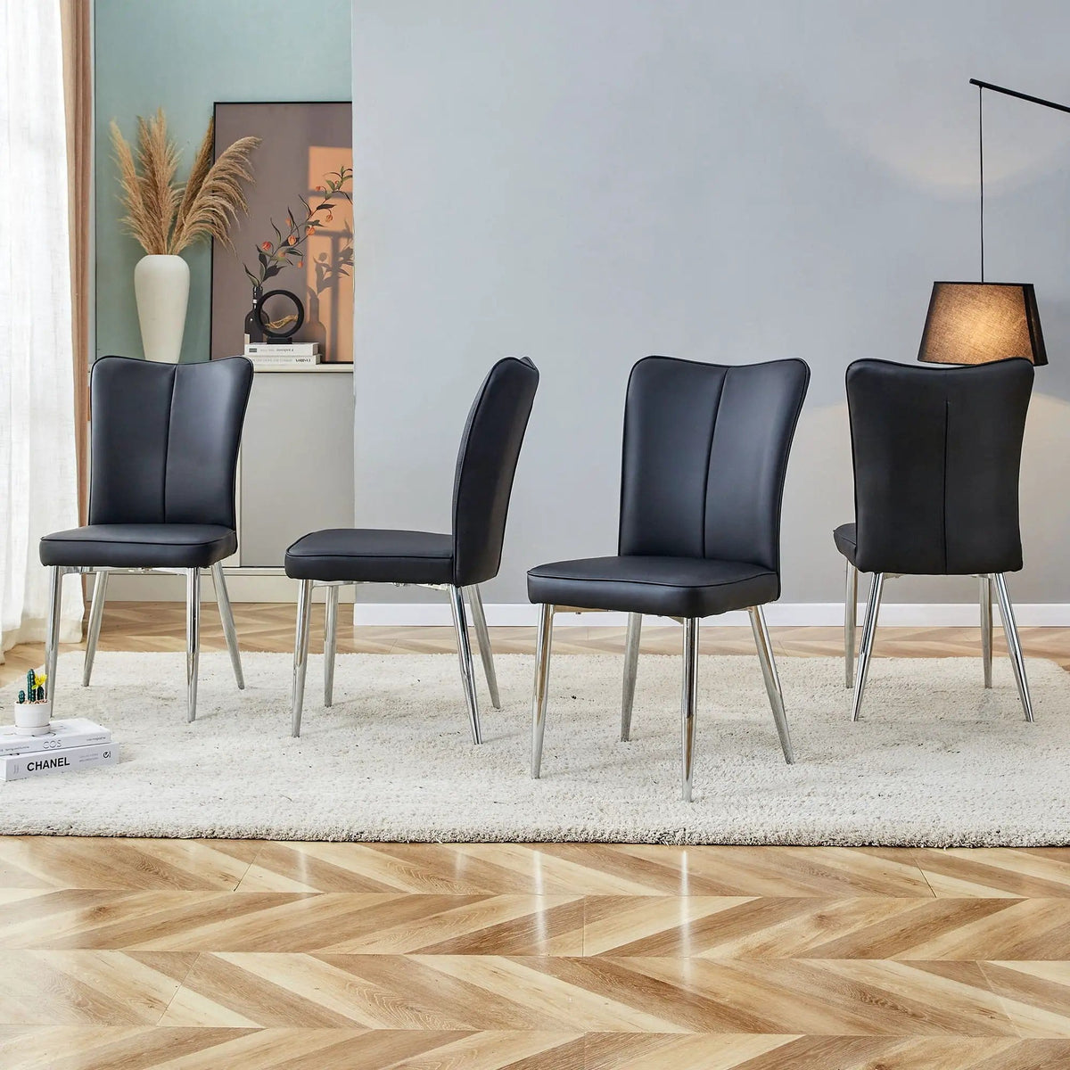 Modern Minimalist Dining Chairs With Metal Legs Chair Set | 17.3 x 17.7 x 35 in | Metal | Dining Room