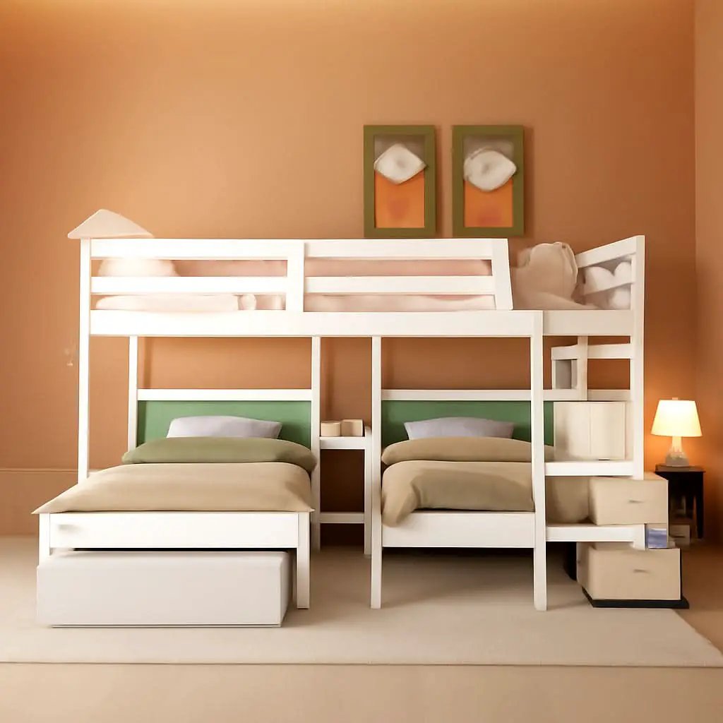 White Triple Bunk Bed With Storage Staircase Full Over Twin And Twin Bunk Bed from PriceLows™