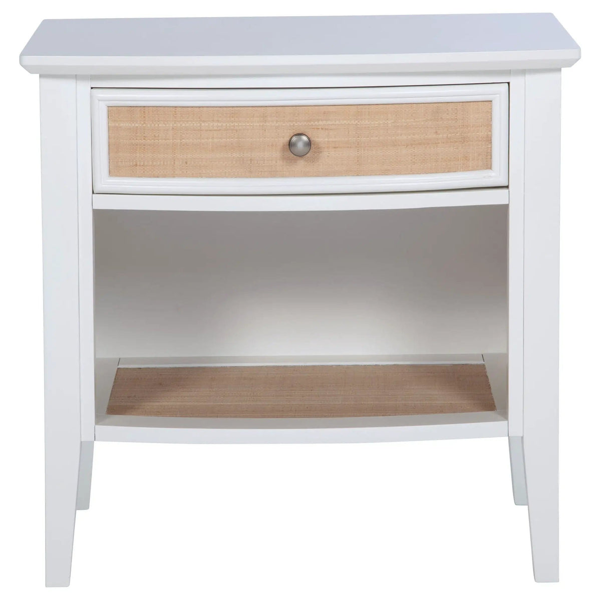Bexhill 1-drawer Nightstand Bedside Table | 27 x 19.5 x 26.75 in | Rattan | White