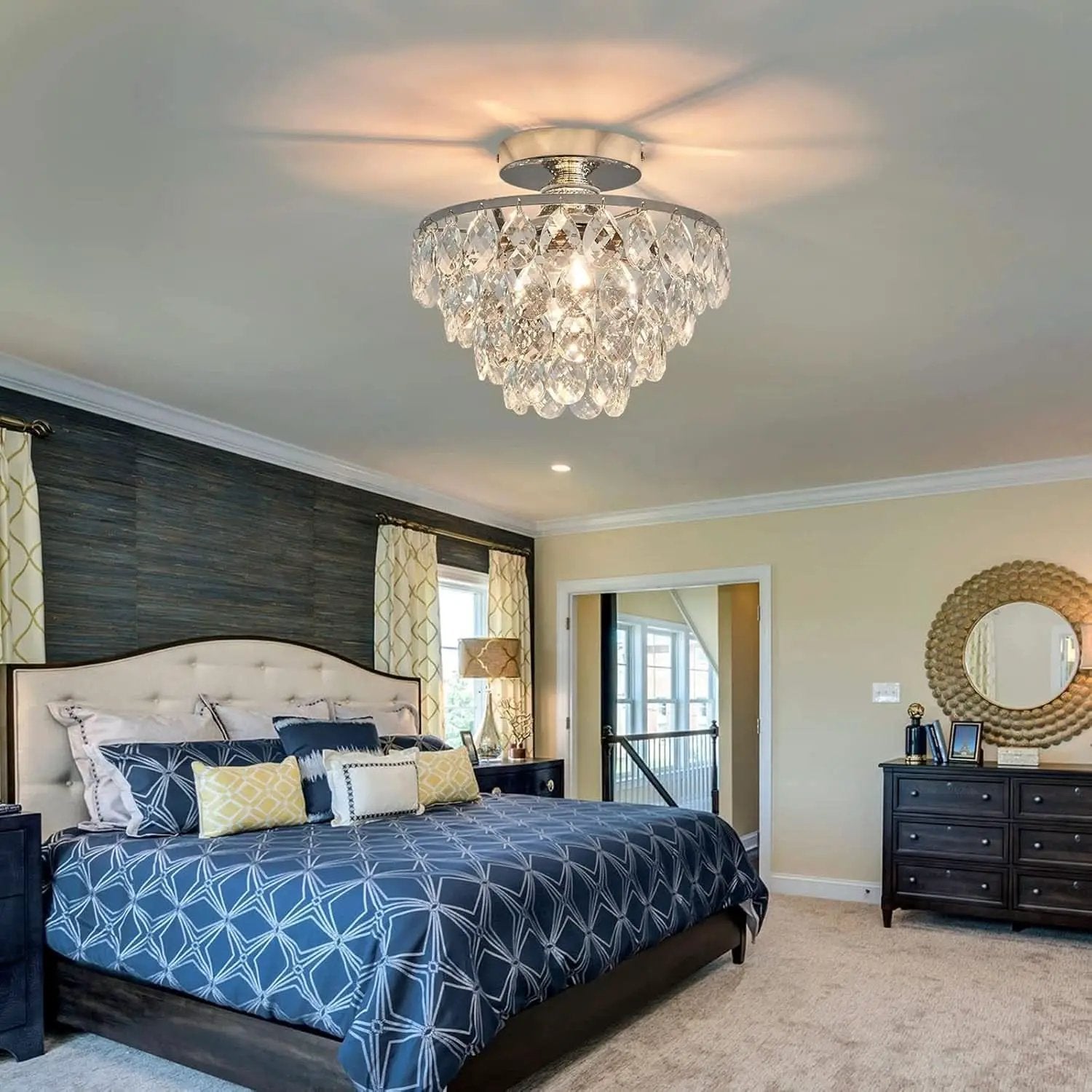 Crystal Chandelier Ceiling Light E26 Chrome Fixture from PriceLows™