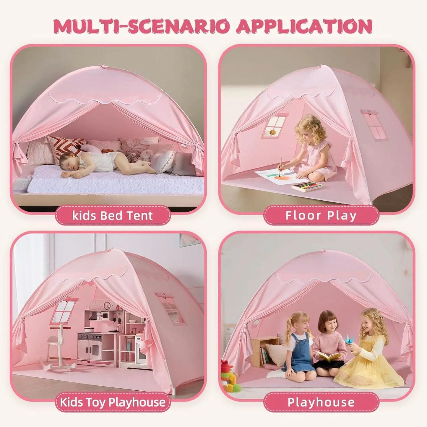 Toddler Bed Tent Canopy Portable Pink Night Light Pro from PriceLows™
