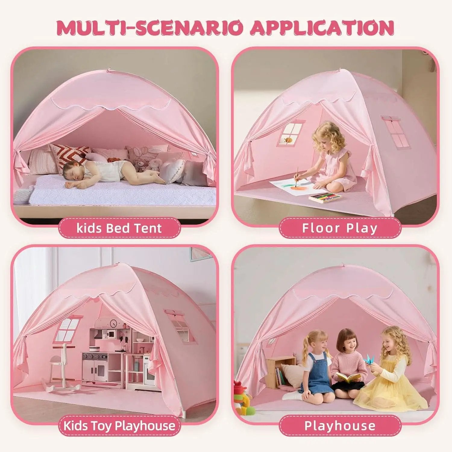 Toddler Bed Tent Canopy Portable Pink Night Light Pro from PriceLows™