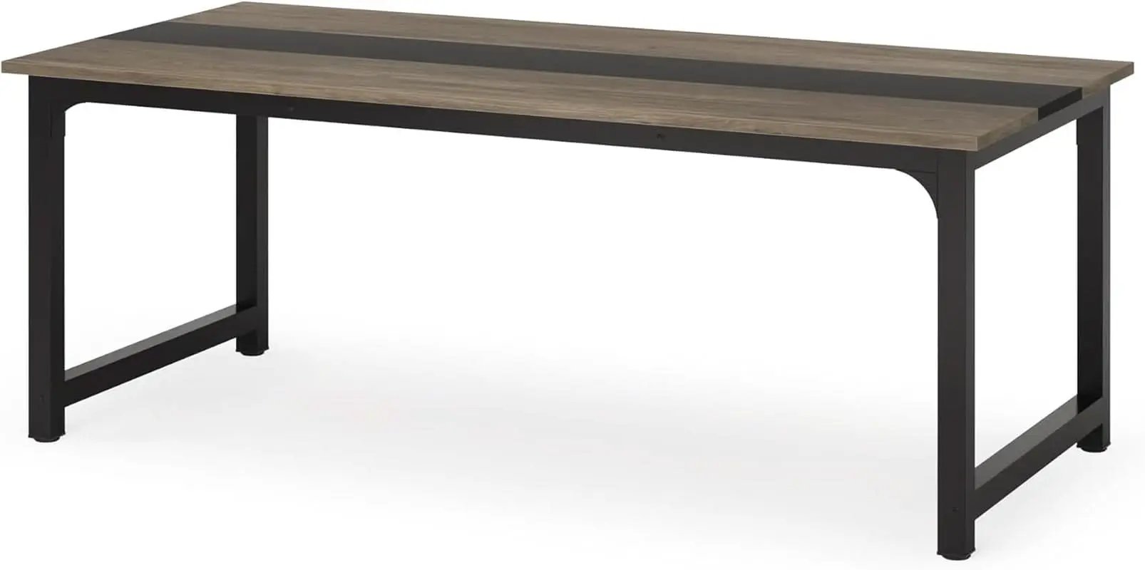 70.8 Inch Executive Desk Vintage Grey Black Large Office Computer Desk from PriceLows™