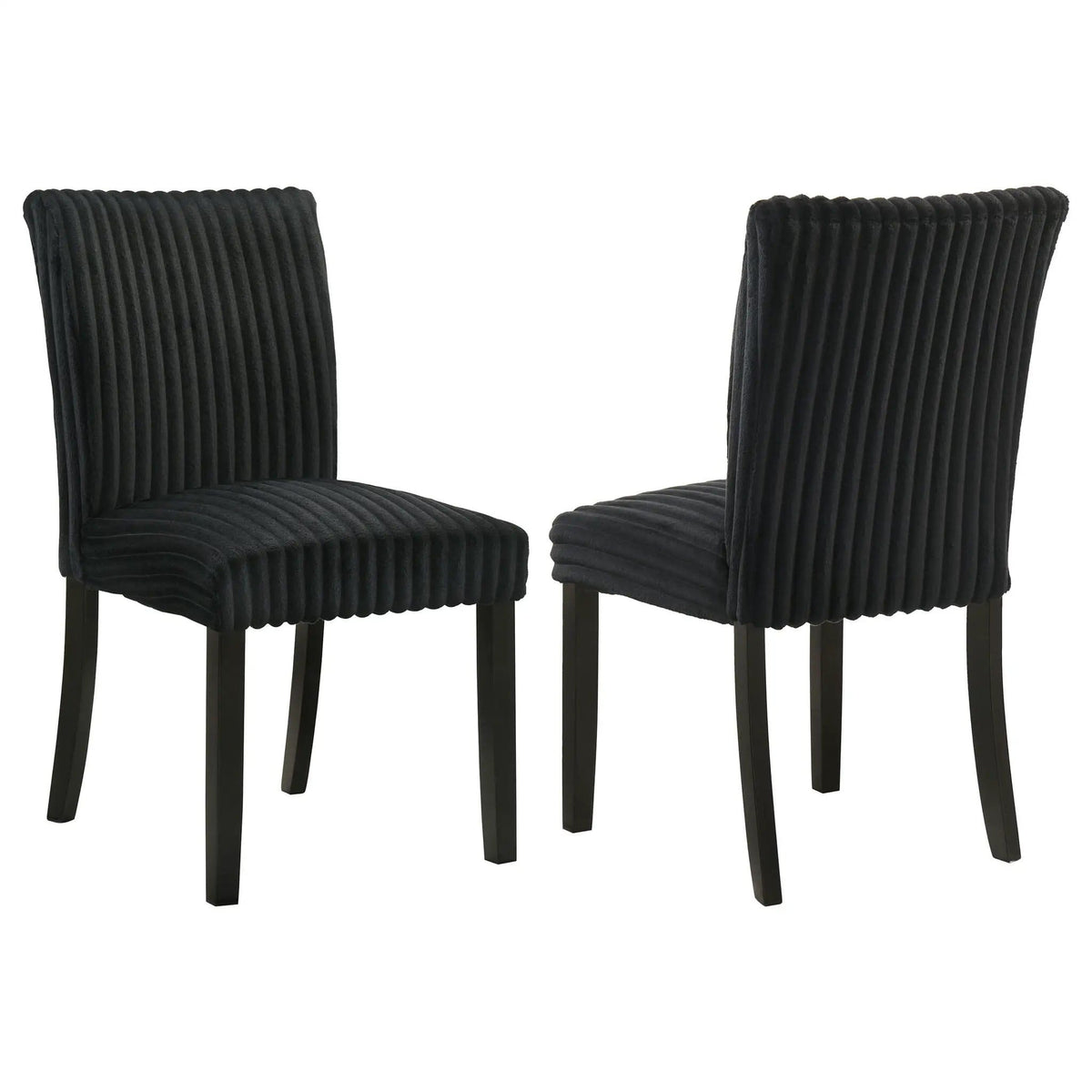 Dermott Upholstered Parson Dining Side Chair Black (Set of 2) | 19.5 x 23.75 x 36.75 in | Rubberwood & Fabric | Dining Room