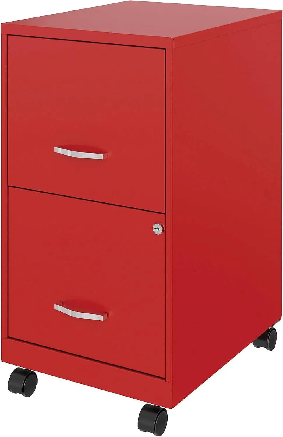 Red Mobile File Cabinet With 2 Locking Drawers 18 Inch from PriceLows™