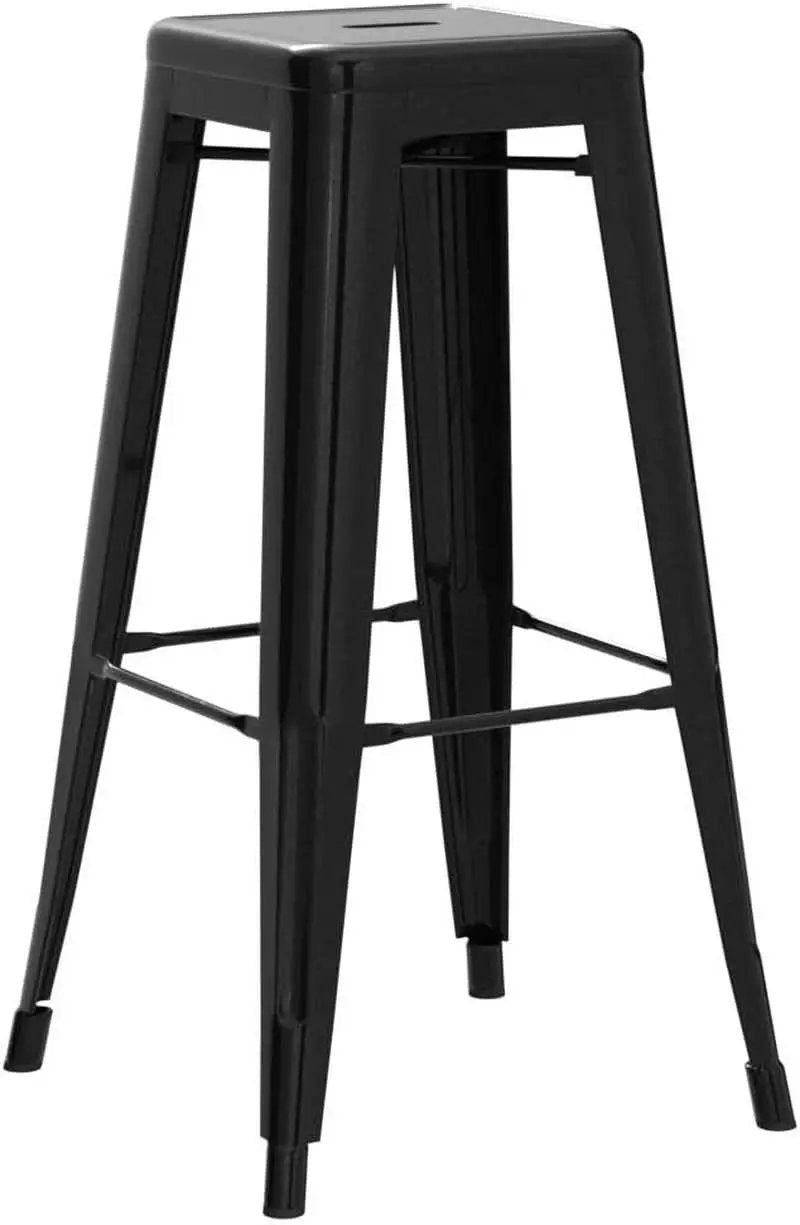 30 Inch Metal Bar Stools Stackable Indoor Outdoor Set Of 4 from PriceLows™