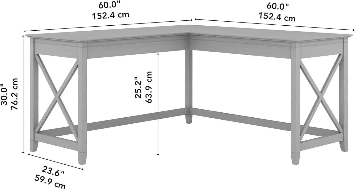 Bush Furniture Key West 60W L Shaped Desk Cape Cod Gray from PriceLows™