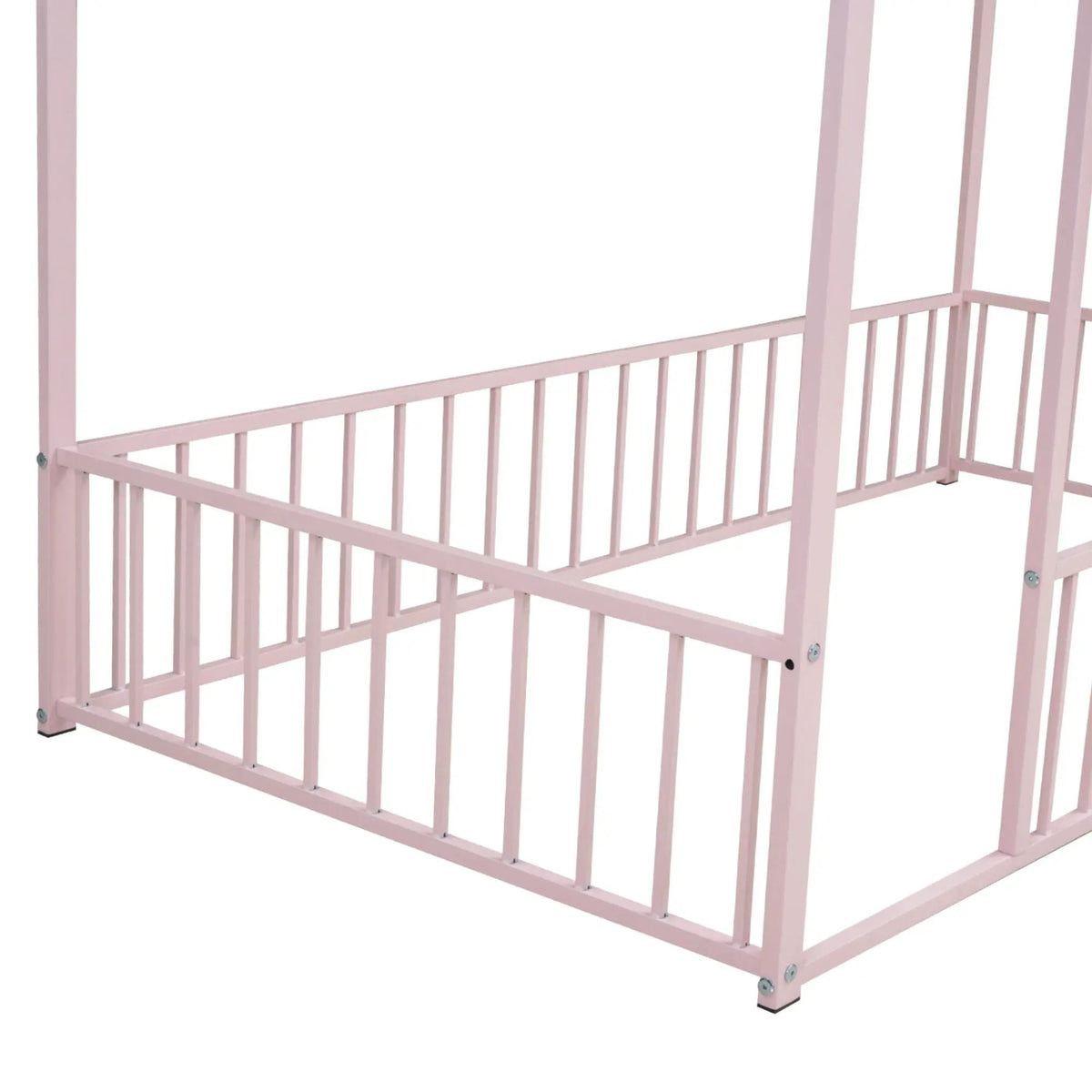 Kids Metal Bed Frame | Roof And Side Fence | Semi Enclosed Space | Three Colors