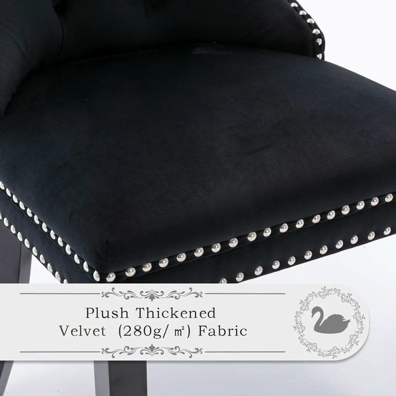 Black Velvet Dining Chairs Set Of 4 With Nailhead Trim from PriceLows™