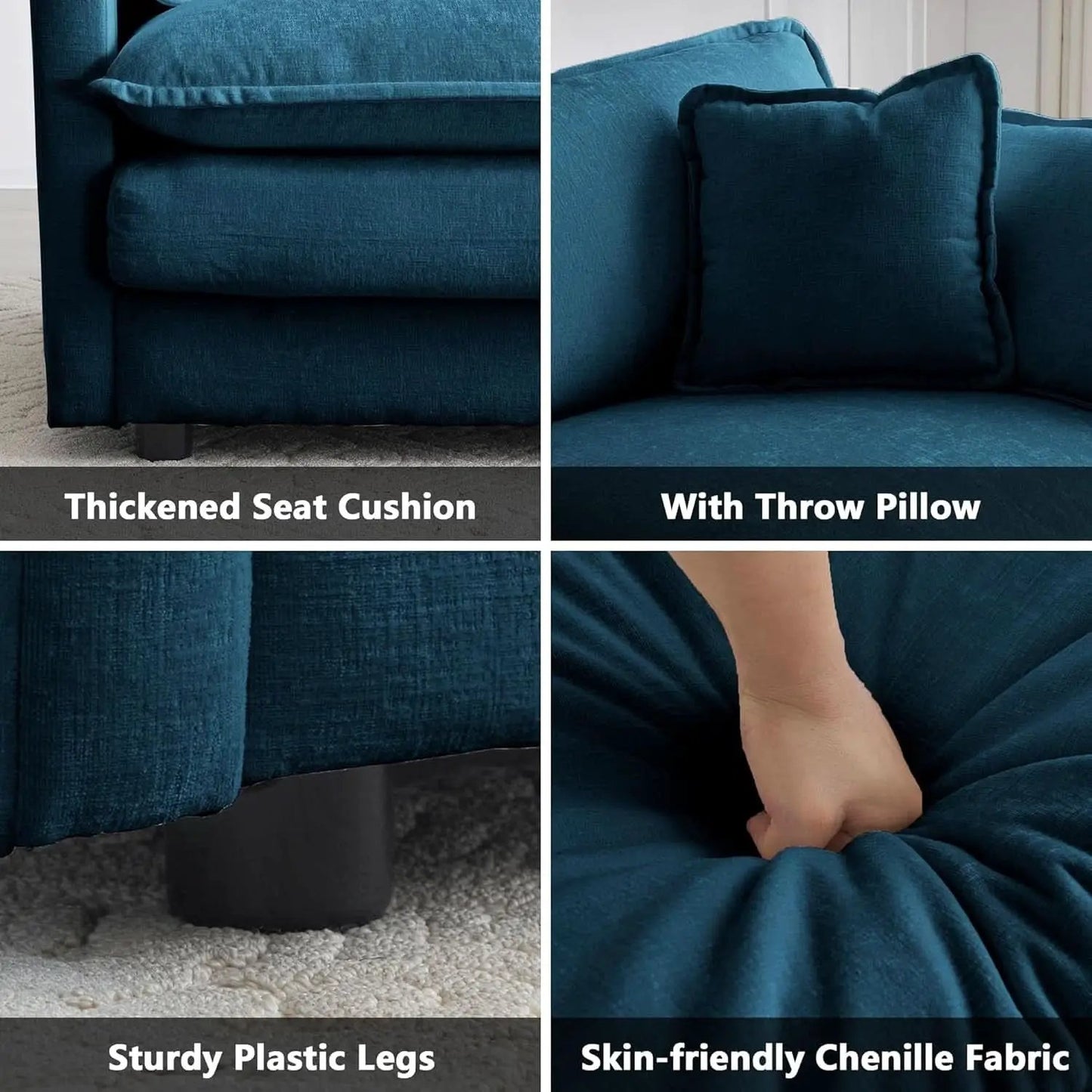 Blue Chenille Upholstered 2 Piece Loveseat And Armchair Set from PriceLows™