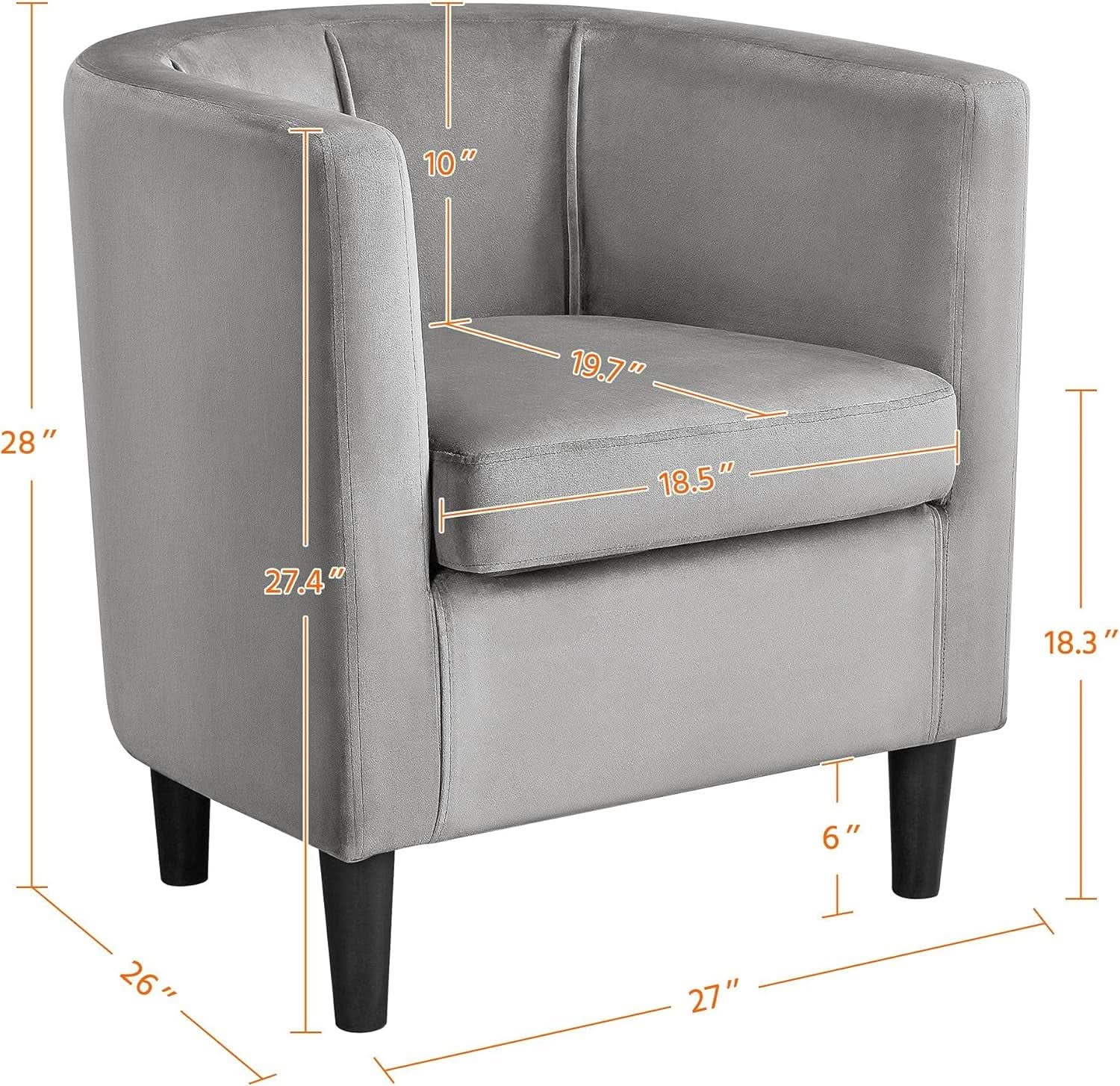 Gray Velvet Barrel Accent Chairs Set of 2 18.5x19.7in Seats from PriceLows™