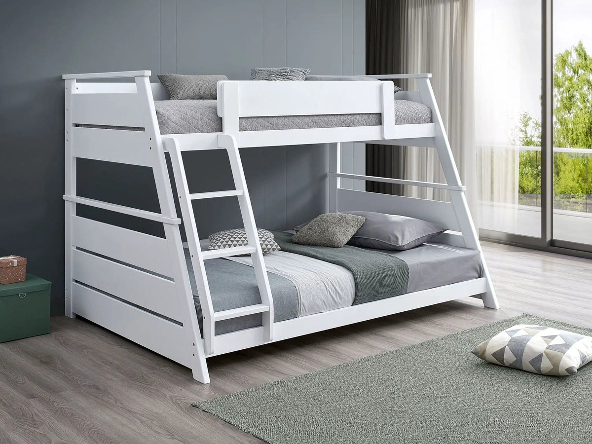 Holden Wood Veneer Twin Over Full Bunk Bed | 79 x 60.5 x 57.25 in | Rubberwood & Engineered Wood | White