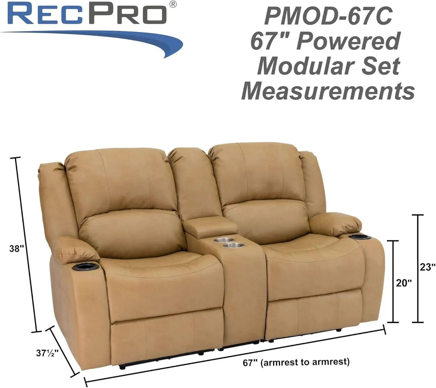 Charles 67 Inch Powered Double RV Wall Hugger Recliner Sofa from PriceLows™