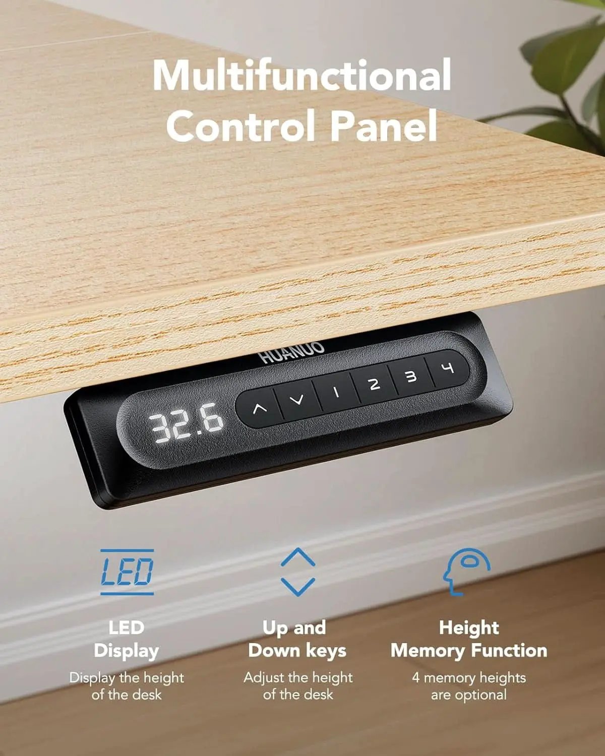 48 Inch Natural Electric Standing Desk With Memory Presets from PriceLows™