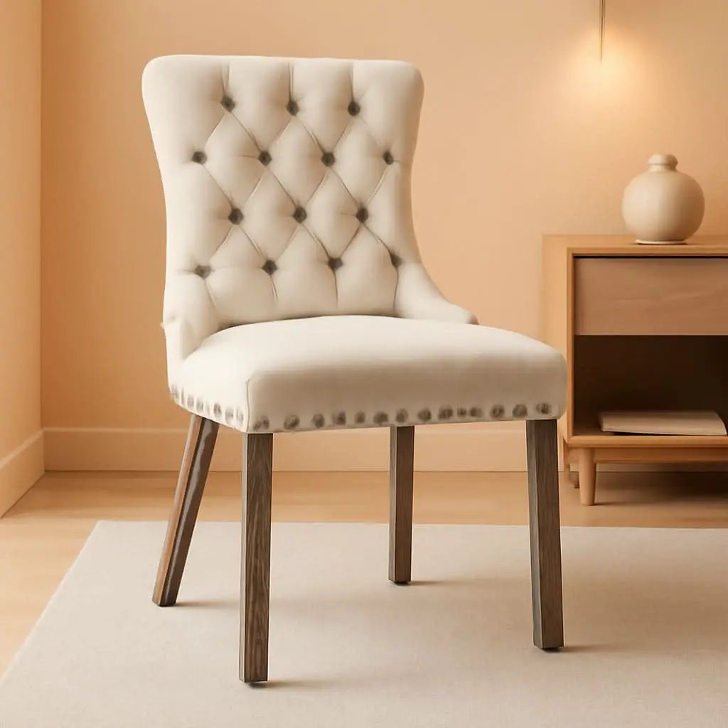 Velvet Wingback Dining Chairs Set Of 4 Beige Tufted from PriceLows™