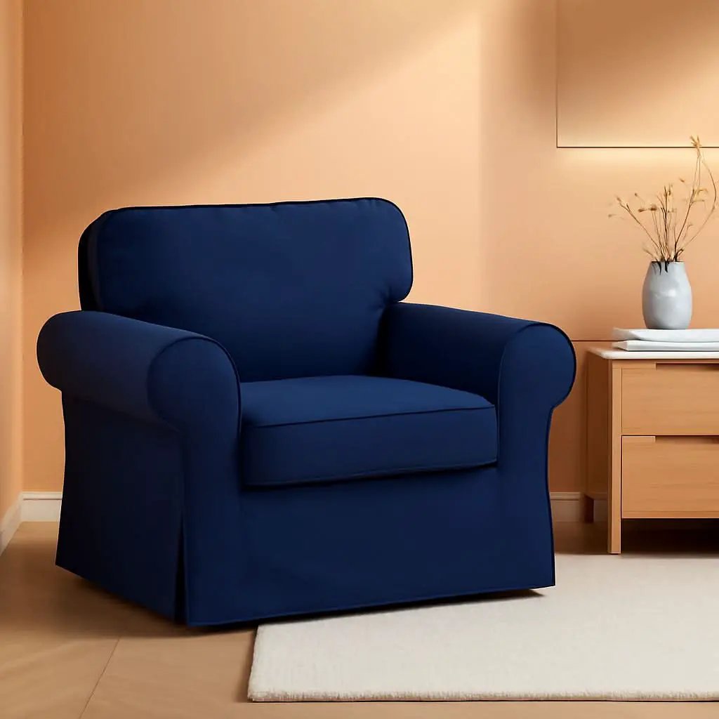 Ektorp Armchair Slipcover Cotton Blue For Ikea Ektorp Chair from PriceLows™