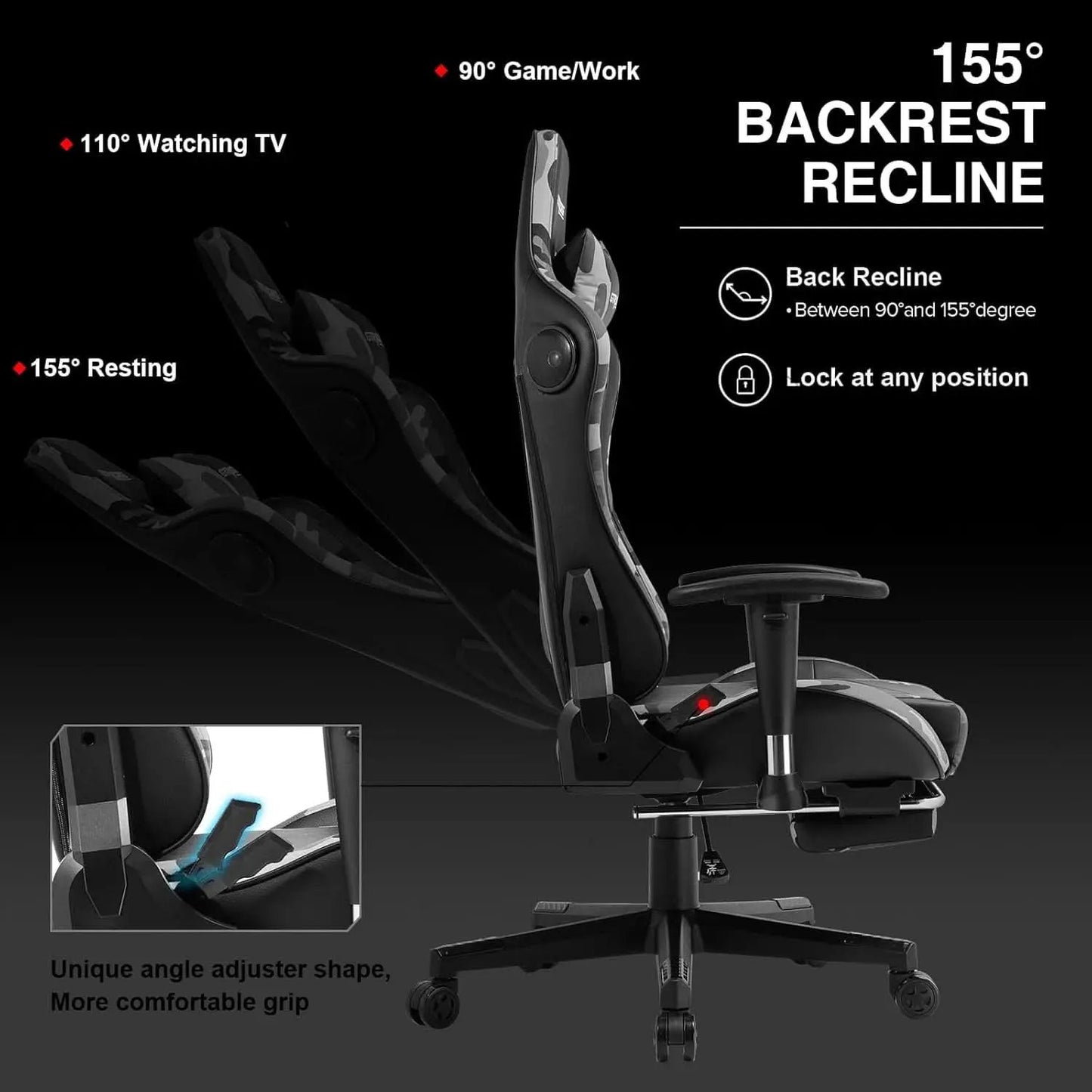 Gaming Chair With Bluetooth Speakers And Footrest Blue from PriceLows™