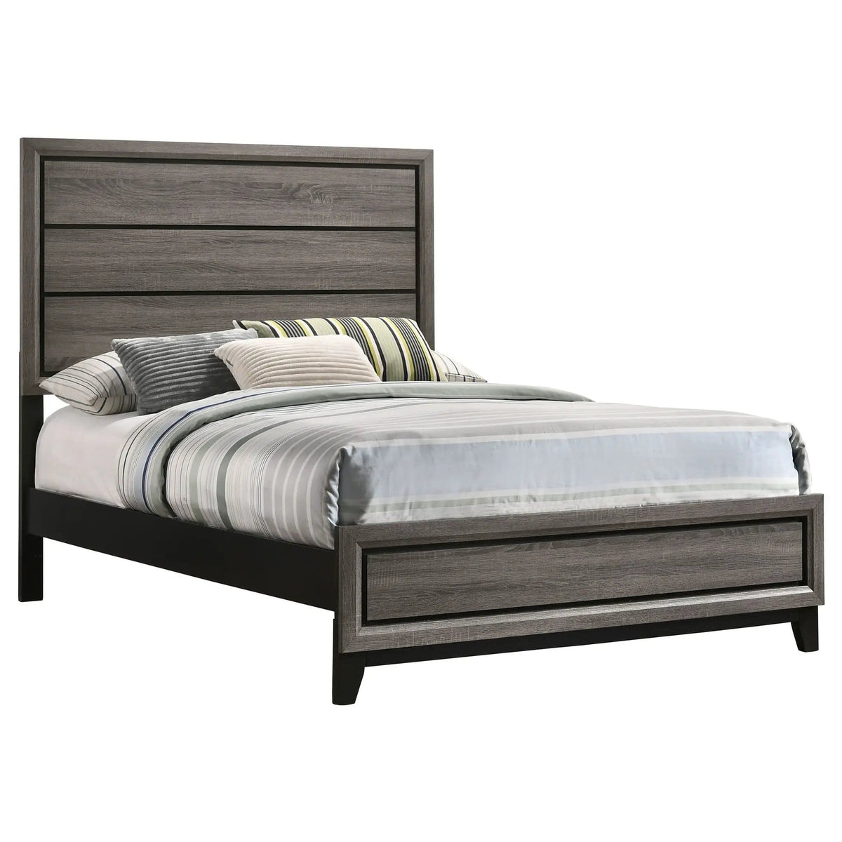 Watson Wood Full Panel Bed Grey | 57.25 x 78.75 x 56.5 in | Rubberwood & Engineered Wood | Oak