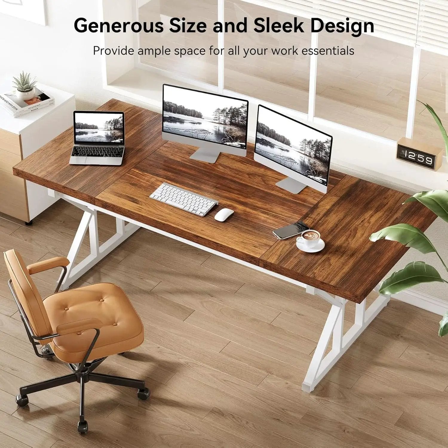 Spacious 70.8 Inch Wooden Executive Desk For Home Office from PriceLows™