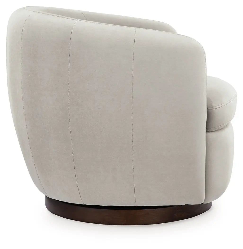 Annbury Swivel Accent Chair | 32.75 x 31.63 x 28.5 in | Velvet & Fabric | Light Beige