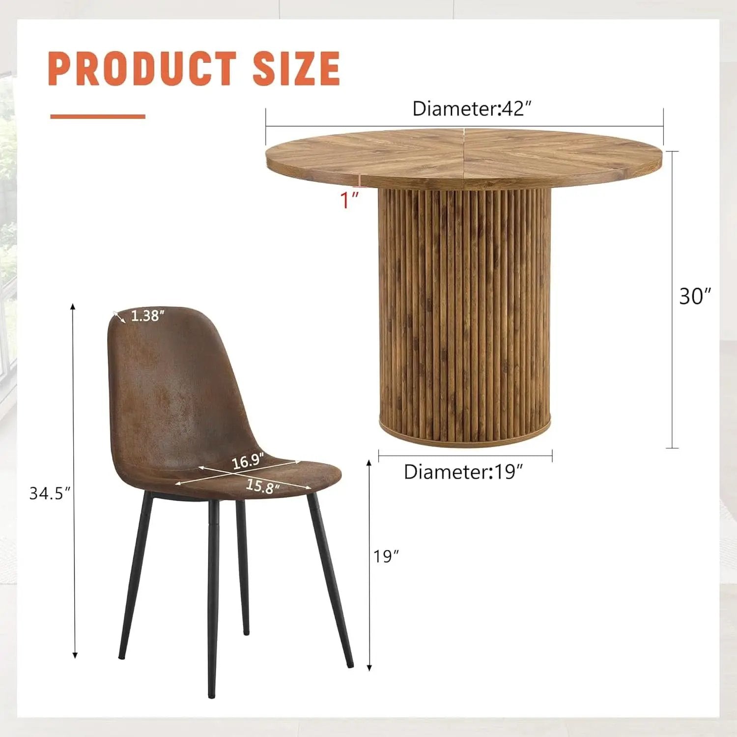 Round Dining Table Set For Four Engineered Wood Finish from PriceLows™