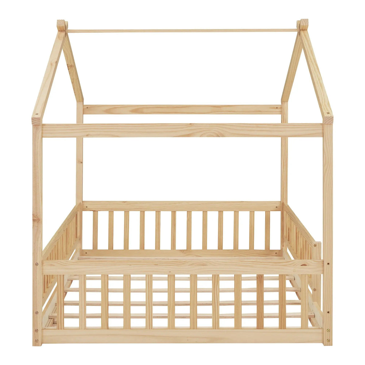 Kids Bed Frame | Playhouse Design | Roof And Fence | Toddler Size