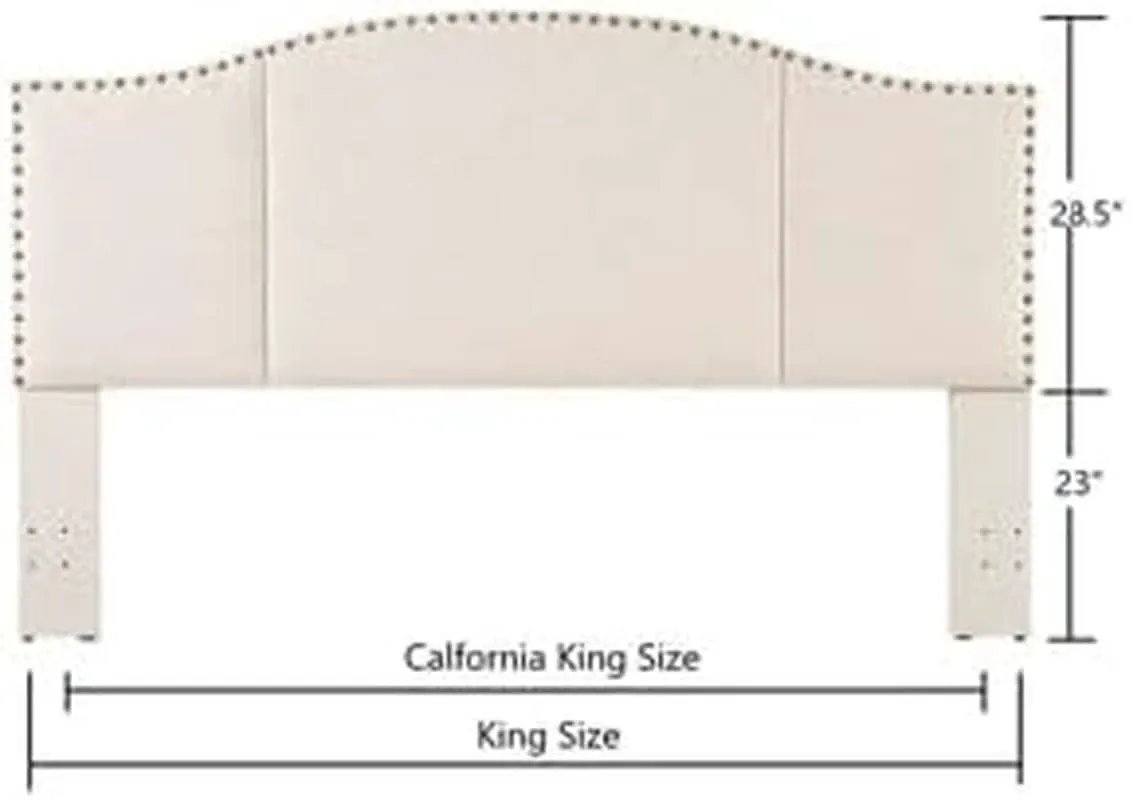 Elegant Upholstered King Size Headboard with Nailhead Trim from PriceLows™