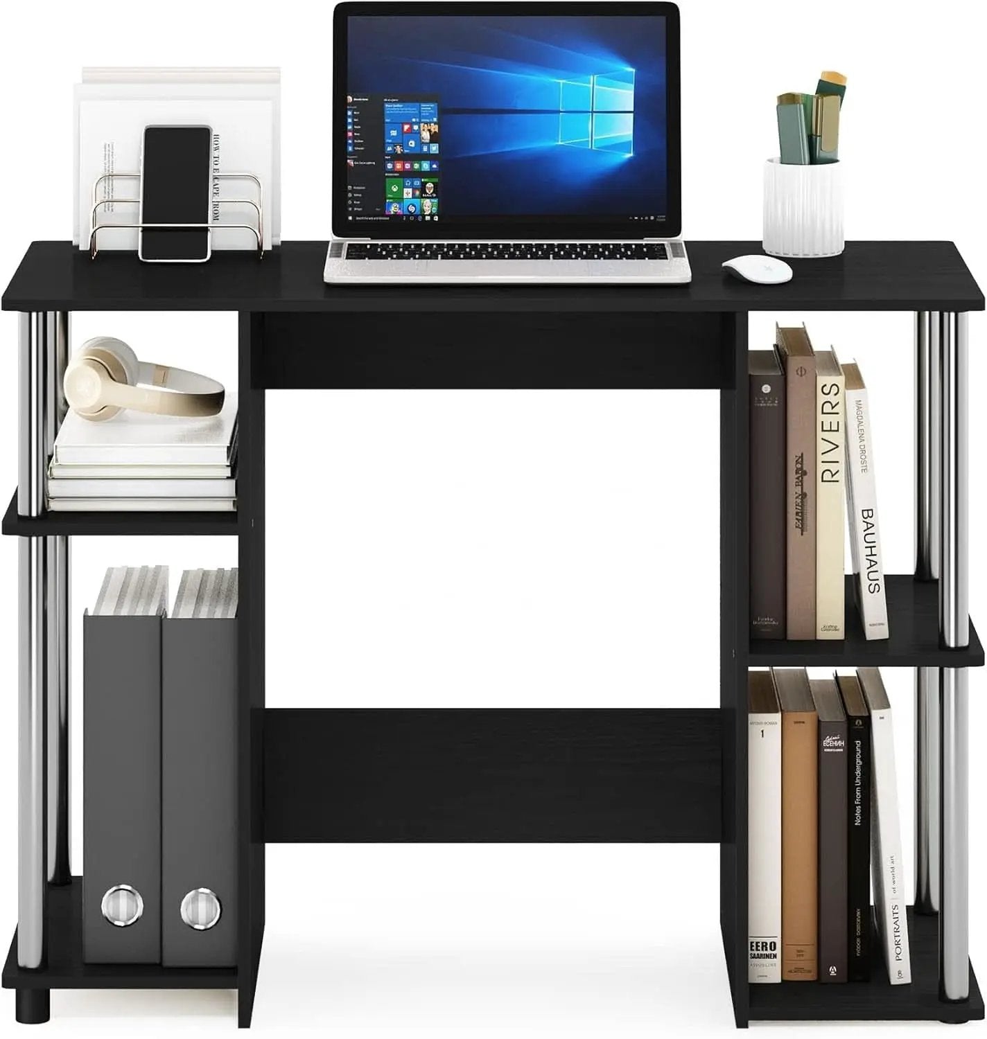 Jaya Computer Desk Americano Finish With Storage Shelves from PriceLows™