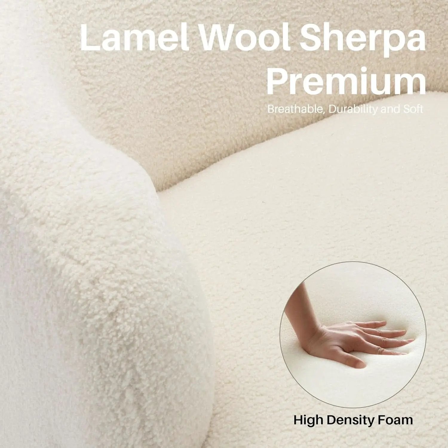 Beige Sherpa Boucle Swivel Barrel Chair Deluxe Premium from PriceLows™