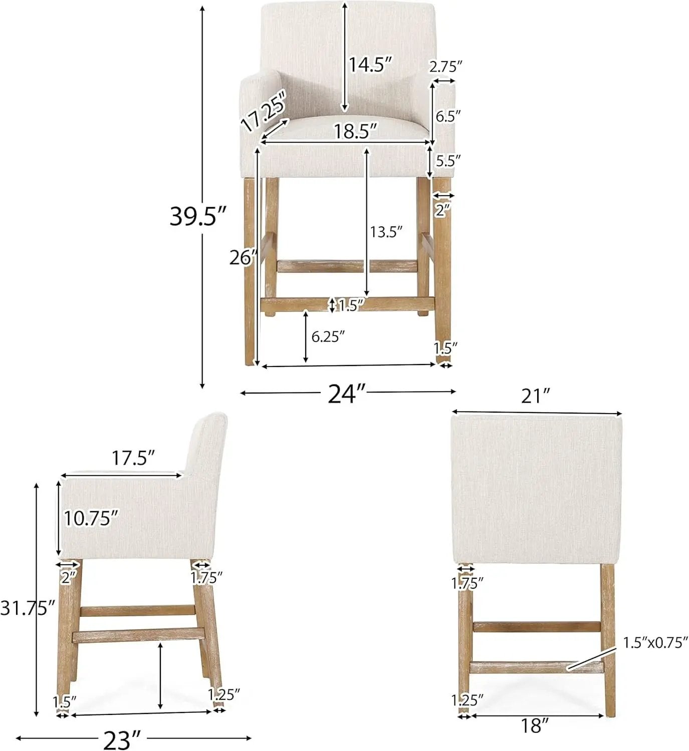 Armga Upholstered 26 Inch Counter Stools Beige Set Of 2 from PriceLows™