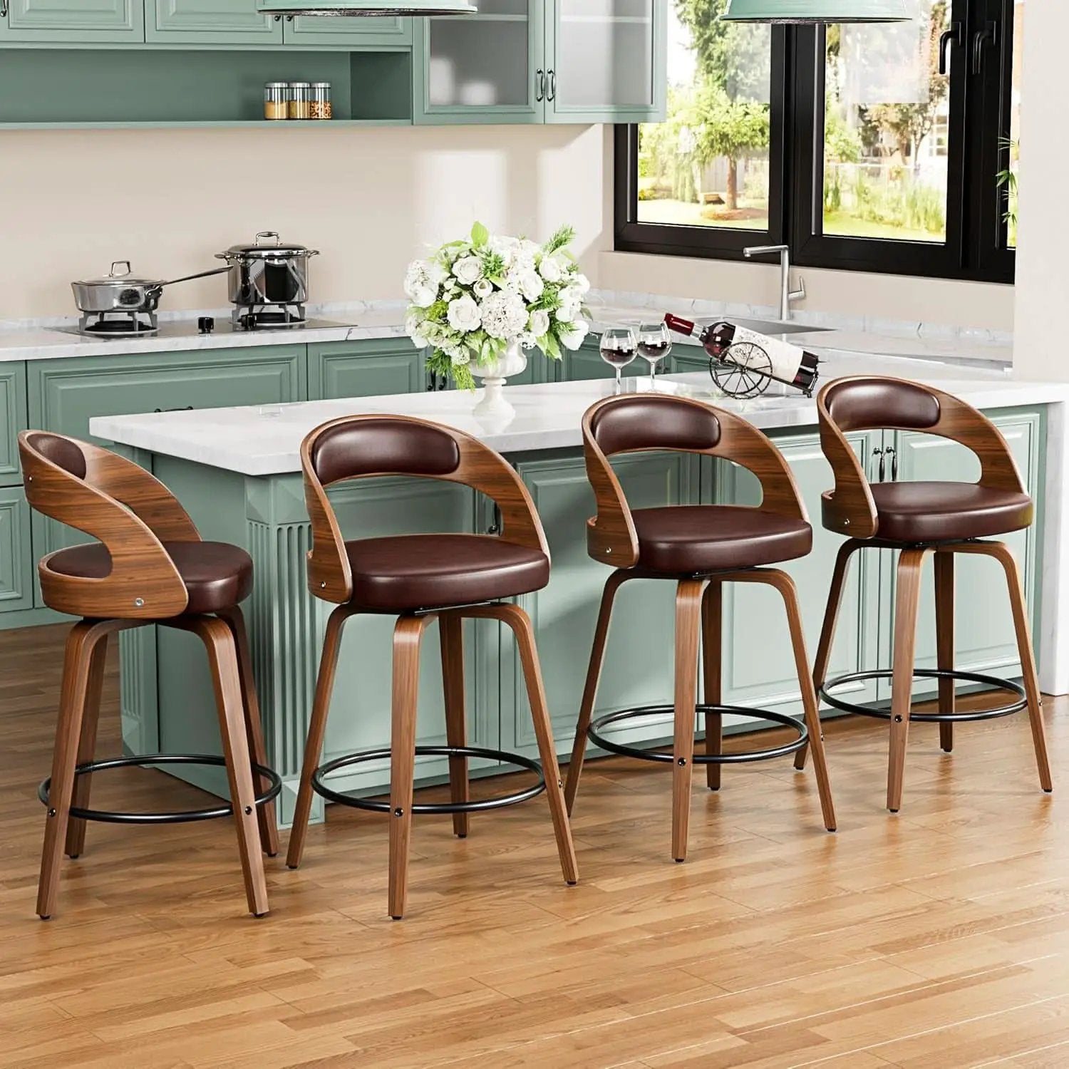 Mid Century Modern Swivel Bar Stools Set of Two from PriceLows™