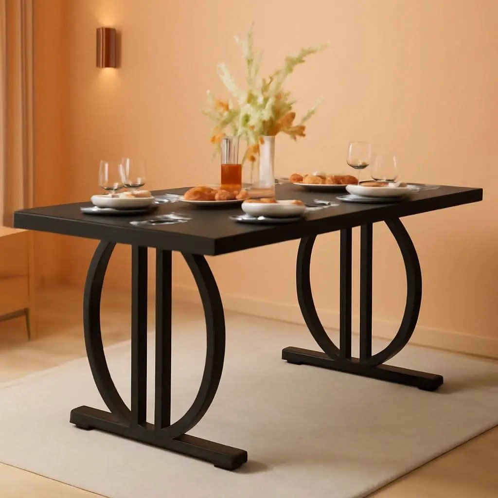 Black Modern Dining Table For Four To Six Rectangular from PriceLows™