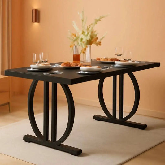 Black Modern Dining Table For Four To Six Rectangular from PriceLows™