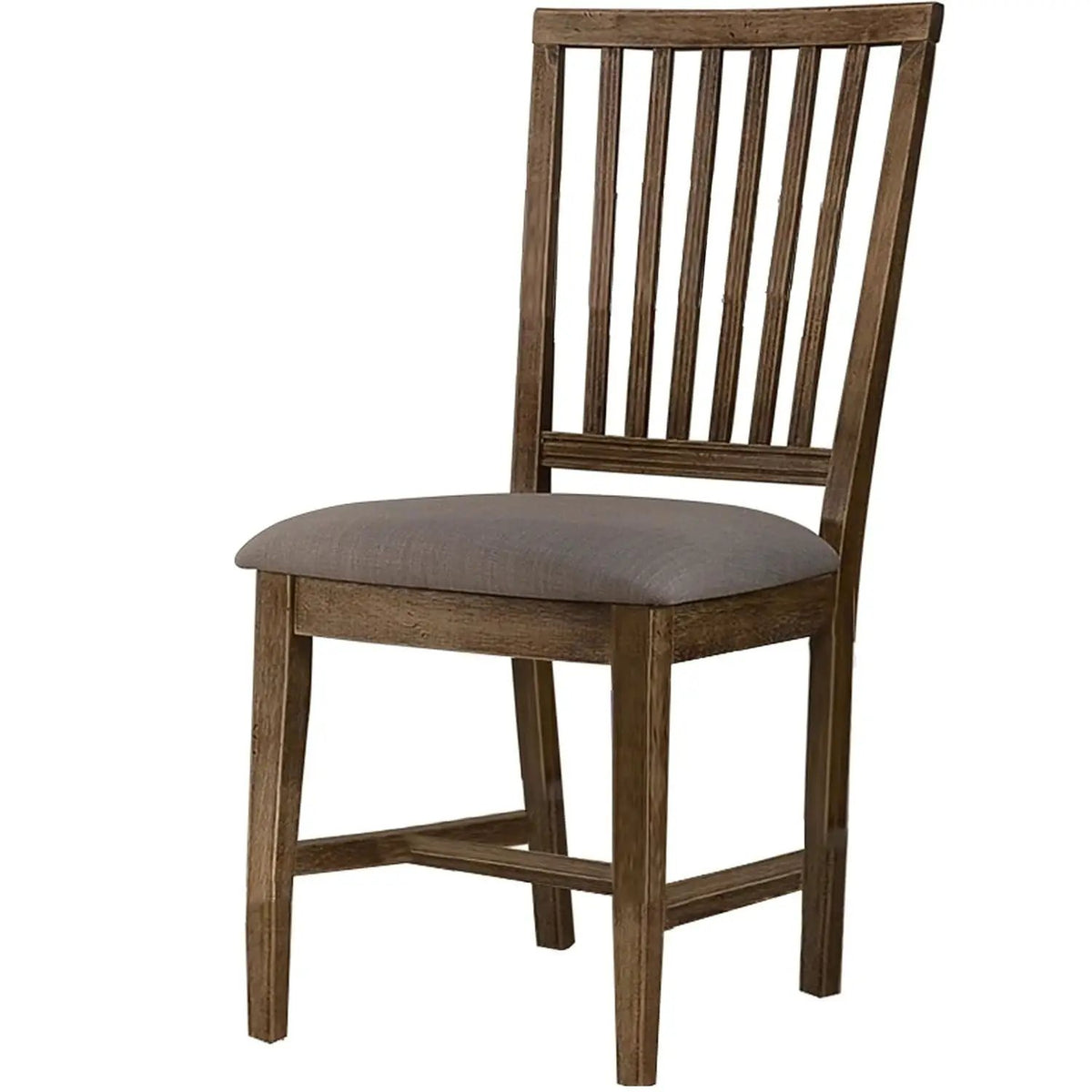 Kitchen Side Chair | Open Slat Back | Linen Blend Seat | Set Of 2